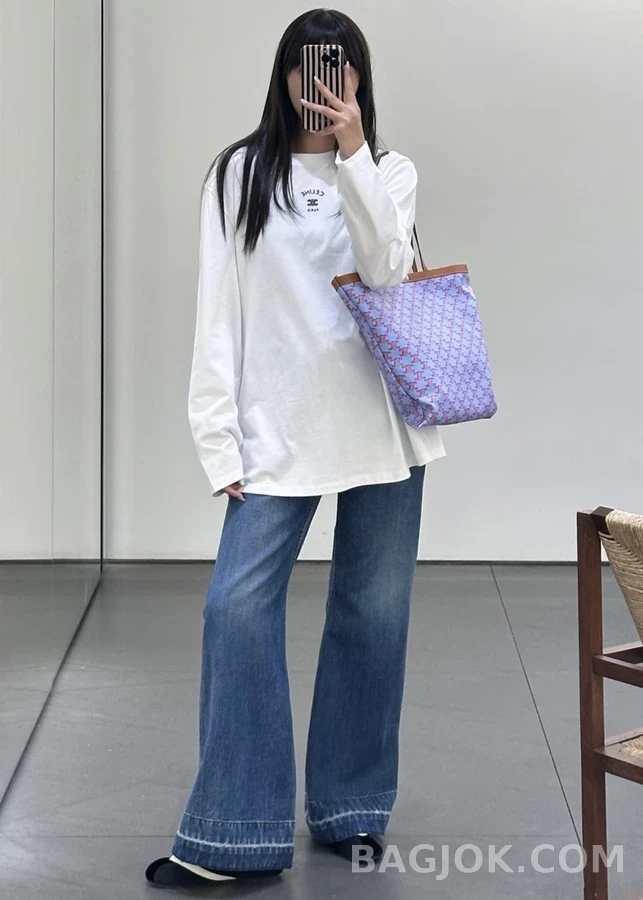 셀린느 셀린느 레터링 자수 긴팔 티셔츠 상세 이미지