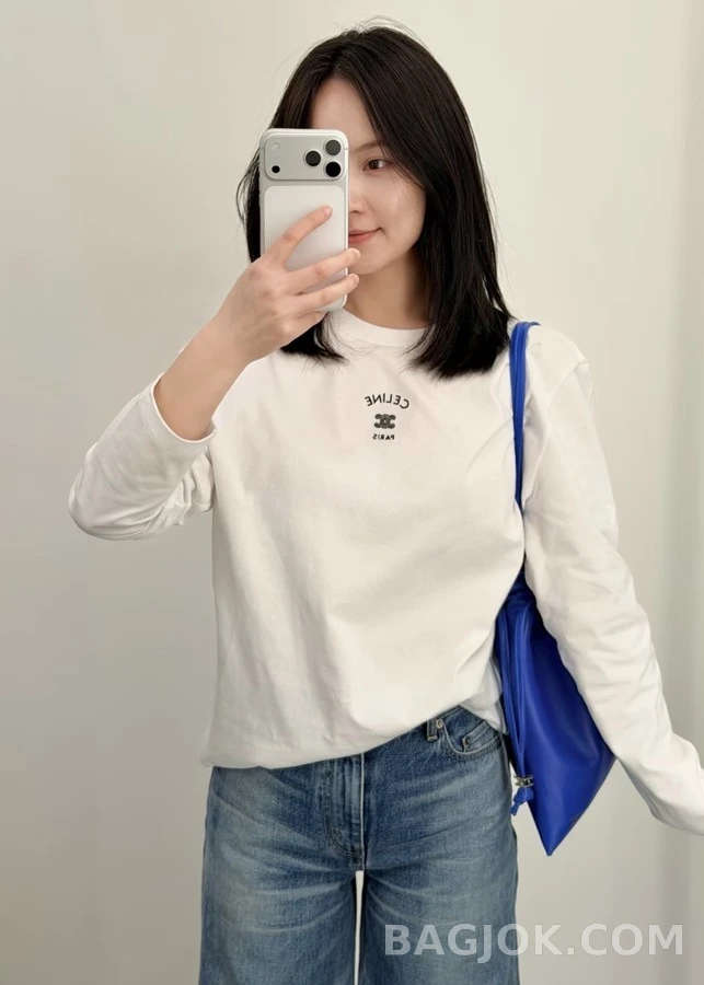 셀린느 셀린느 레터링 자수 긴팔 티셔츠 상세 이미지