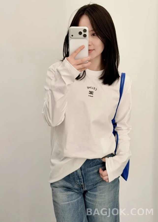 셀린느 셀린느 레터링 자수 긴팔 티셔츠 상세 이미지