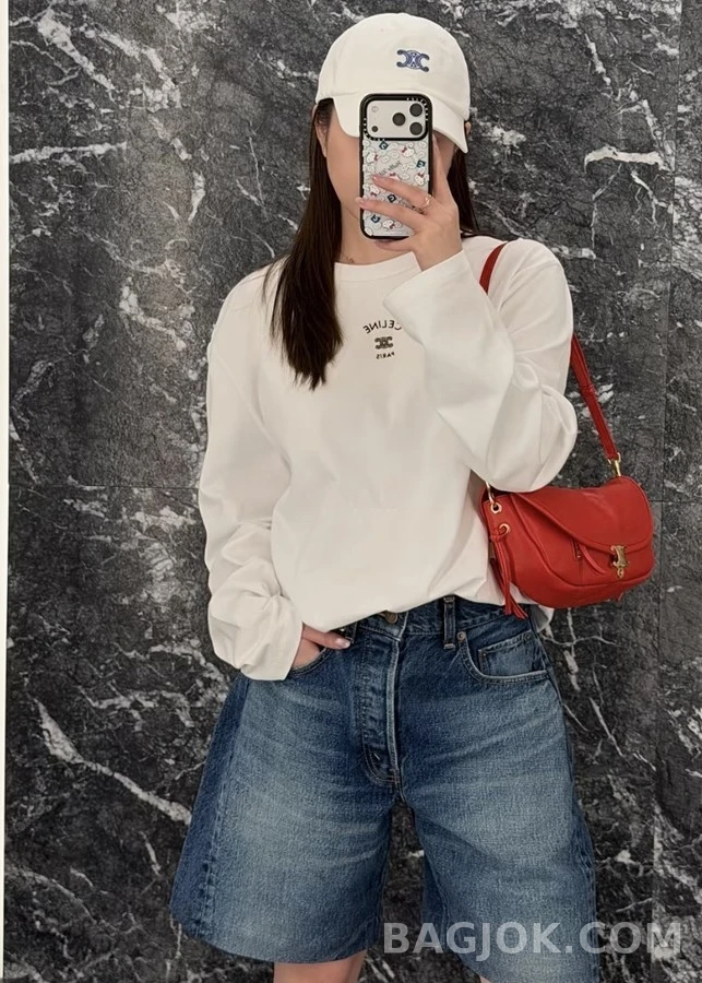 셀린느 셀린느 레터링 자수 긴팔 티셔츠 상세 이미지