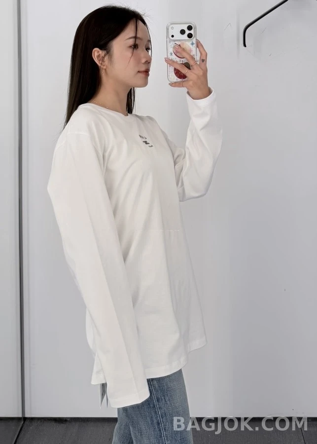 셀린느 셀린느 레터링 자수 긴팔 티셔츠 상세 이미지