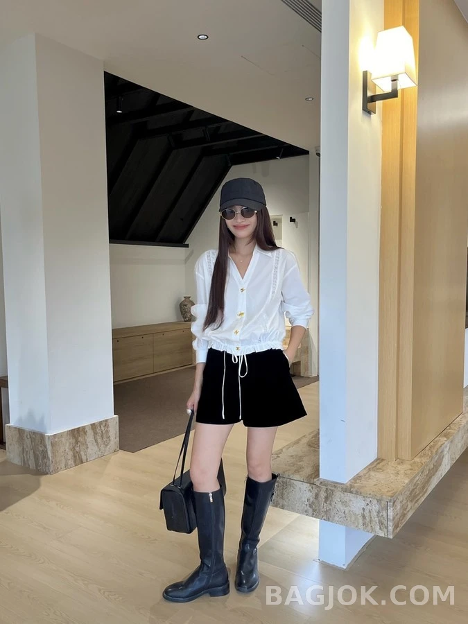 셀린느 셀린느 트리옹프 레이스 패널 드로스트링 셔츠 상세 이미지