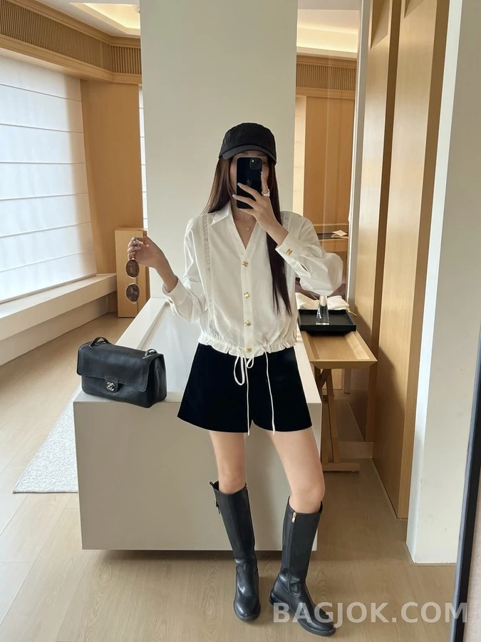셀린느 셀린느 트리옹프 레이스 패널 드로스트링 셔츠 상세 이미지