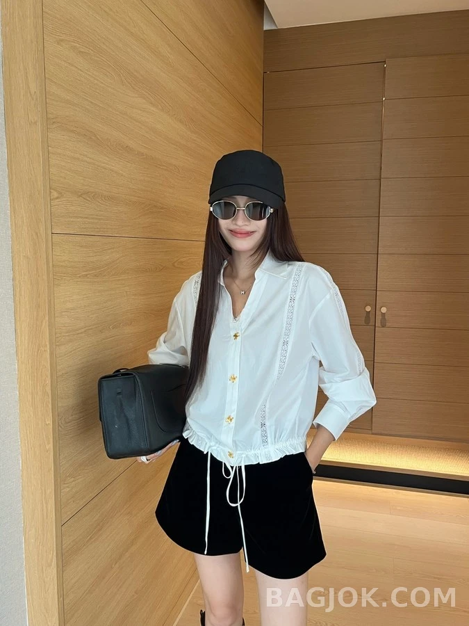 셀린느 셀린느 트리옹프 레이스 패널 드로스트링 셔츠 상세 이미지