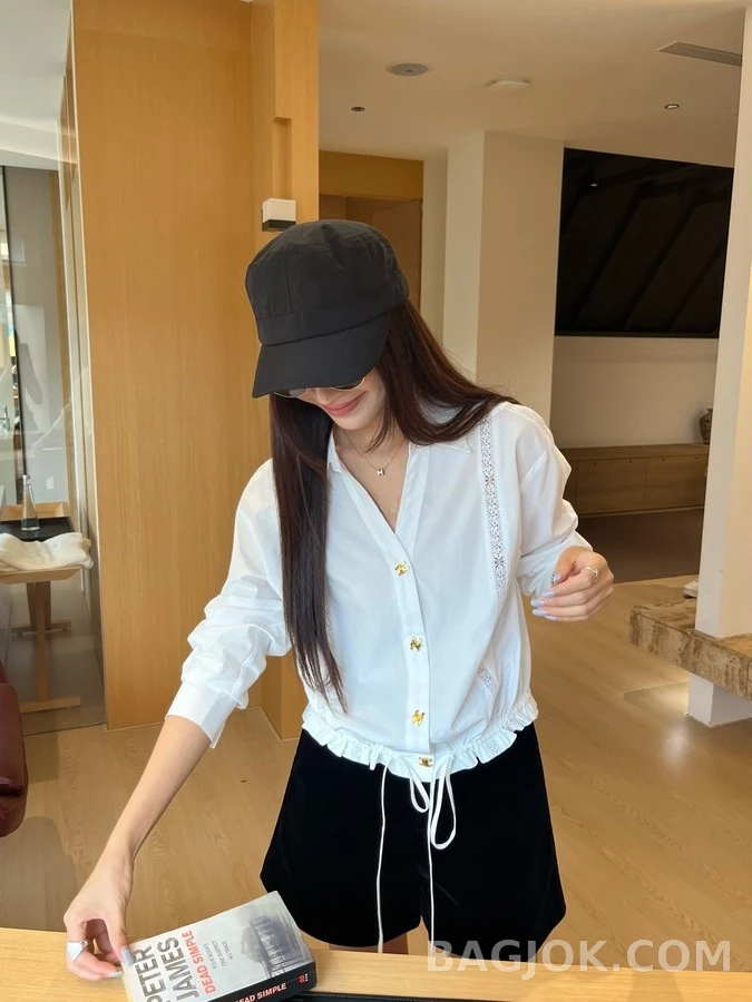 셀린느 셀린느 트리옹프 레이스 패널 드로스트링 셔츠 상세 이미지