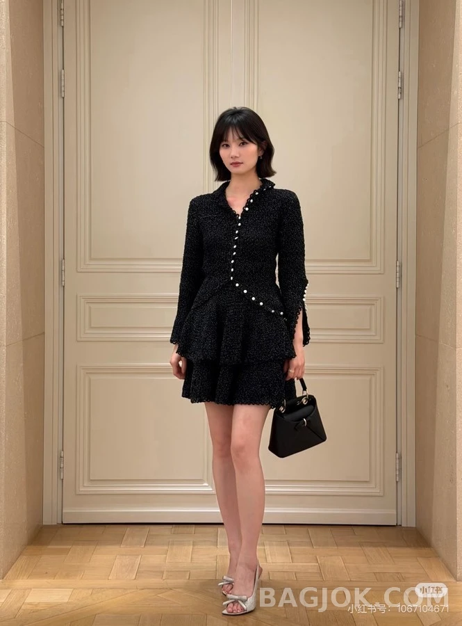 디올 디올 스펙클 하이넥 진주 버튼 가디건 상세 이미지