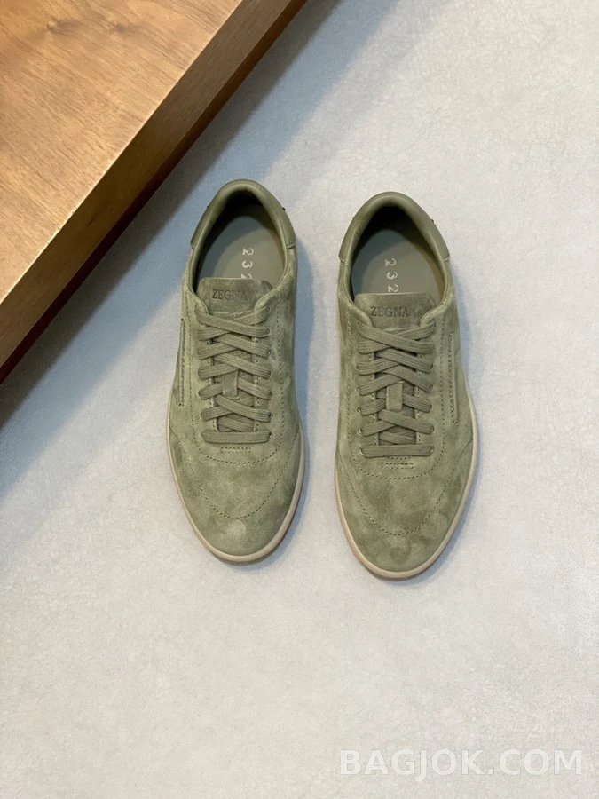 제냐 제냐 232 스웨이드 스니커즈 카키 상세 이미지