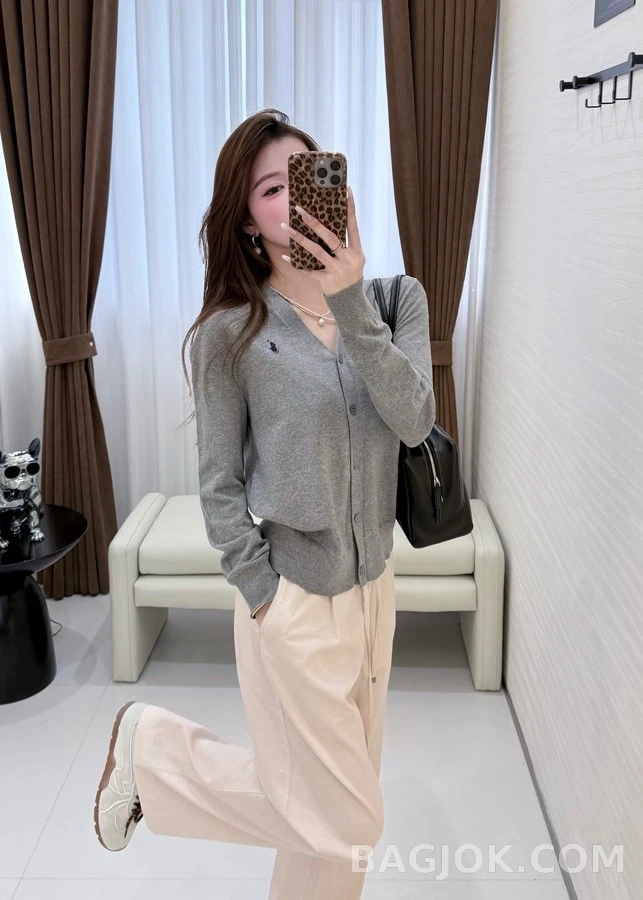 폴로 랄프 로렌 폴로 랄프 로렌 포니 자수 V넥 가디건 상세 이미지