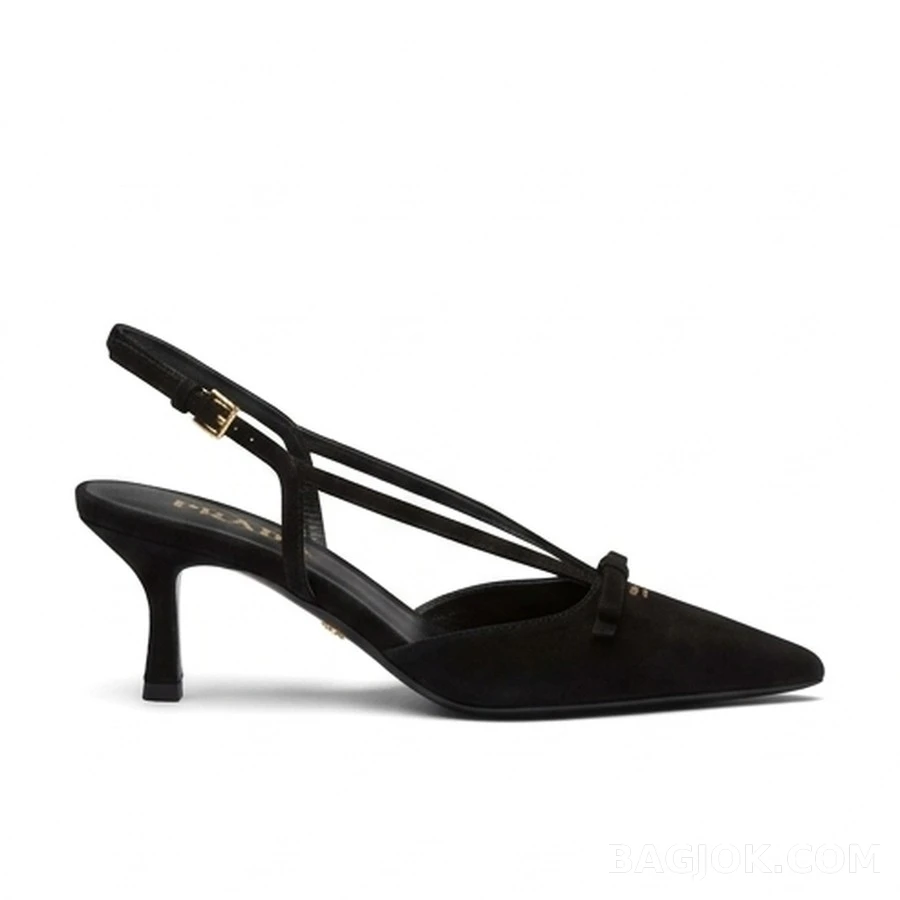 프라다 리본 스웨이드 슬링백 힐 블랙_대표이미지