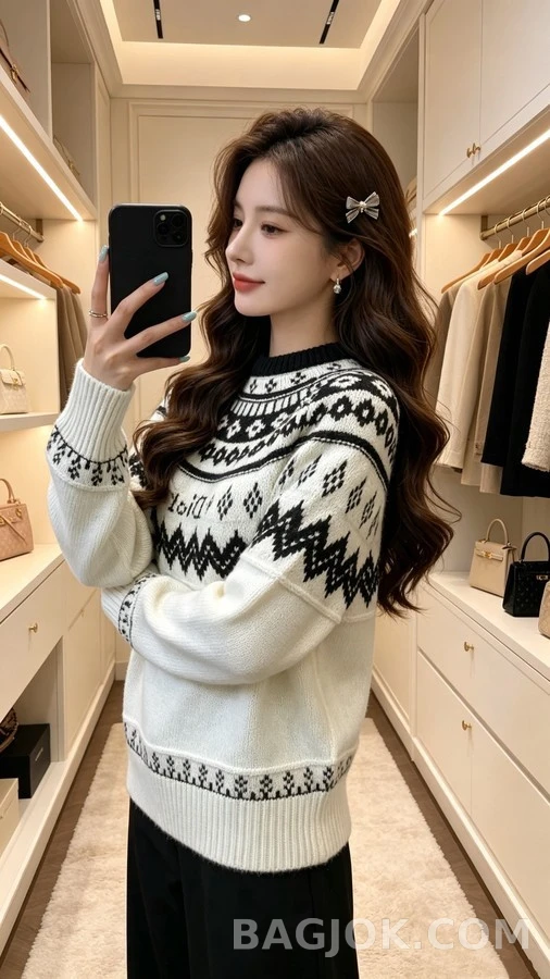 디올 디올 페어 아일 로고 니트 상세 이미지