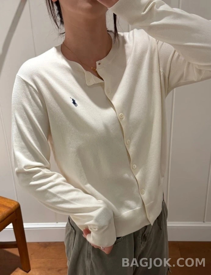 폴로 랄프 로렌 폴로 랄프 로렌 피마 코튼 로고 가디건 상세 이미지