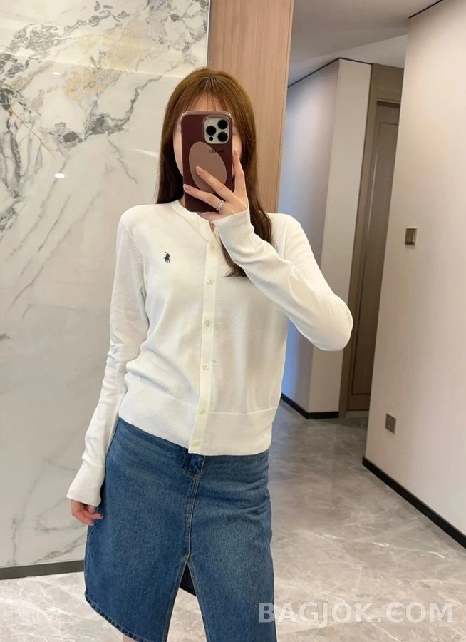 폴로 랄프 로렌 폴로 랄프 로렌 피마 코튼 로고 가디건 상세 이미지