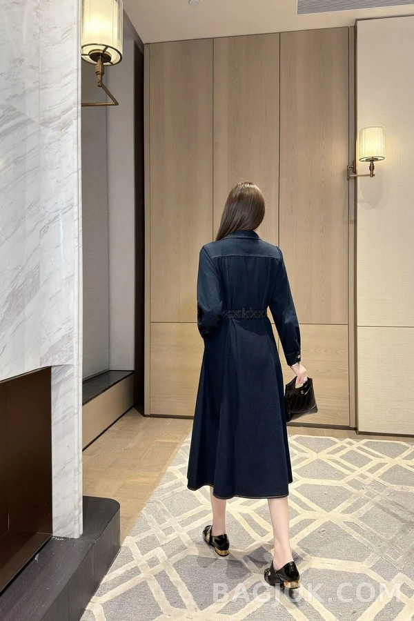 샤넬 샤넬 데님 퀼팅 벨티드 원피스 상세 이미지