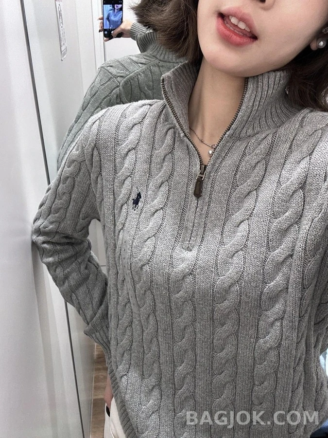폴로 랄프 로렌 폴로 랄프 로렌 꽈배기 쿼터집 니트 상세 이미지