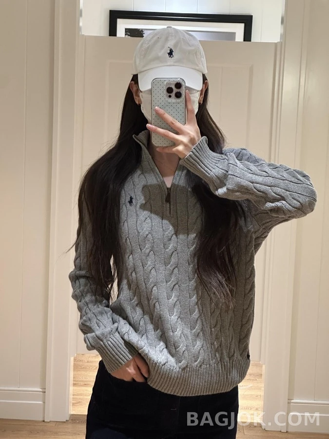 폴로 랄프 로렌 폴로 랄프 로렌 꽈배기 쿼터집 니트 상세 이미지