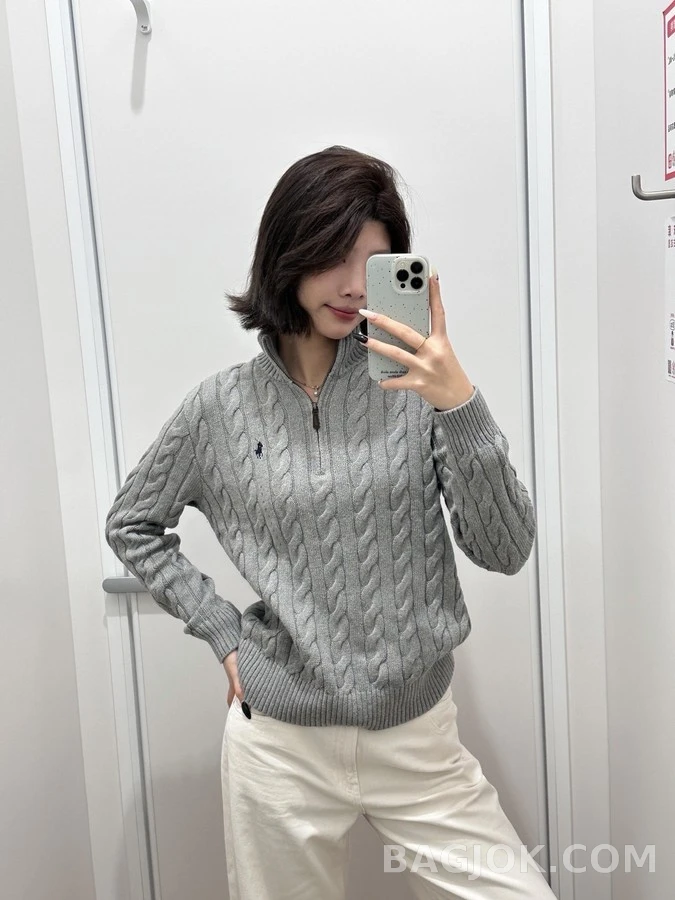 폴로 랄프 로렌 폴로 랄프 로렌 꽈배기 쿼터집 니트 상세 이미지