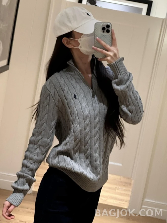 폴로 랄프 로렌 폴로 랄프 로렌 꽈배기 쿼터집 니트 상세 이미지
