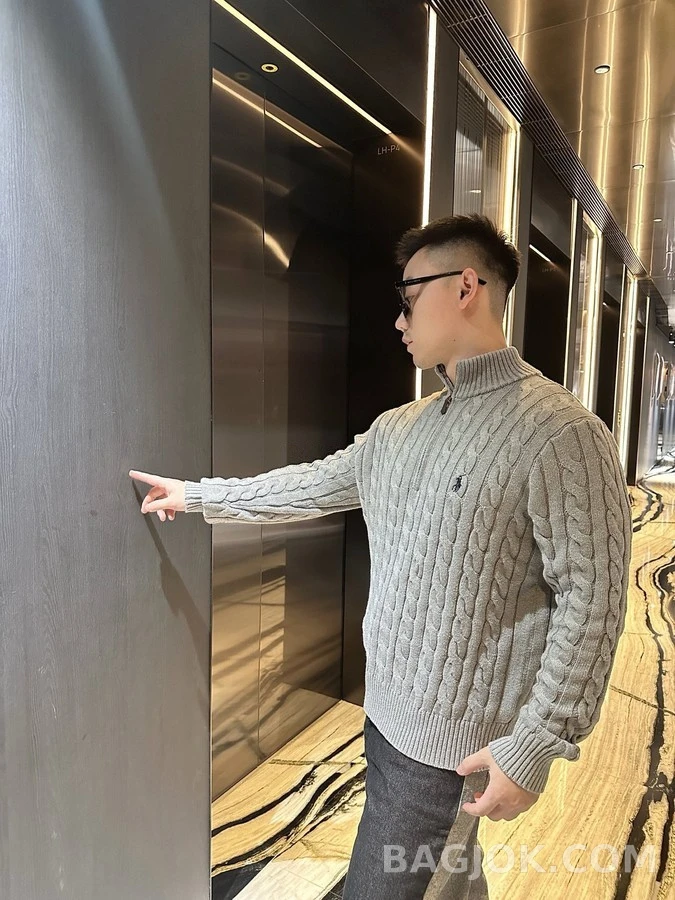 폴로 랄프 로렌 폴로 랄프 로렌 꽈배기 쿼터집 니트 상세 이미지