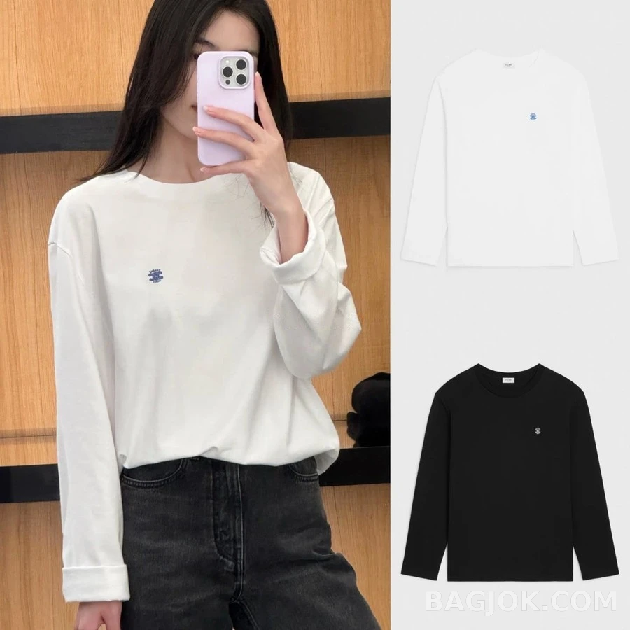 셀린느 셀린느 트리옹프 리브드 긴팔 티셔츠 상세 이미지