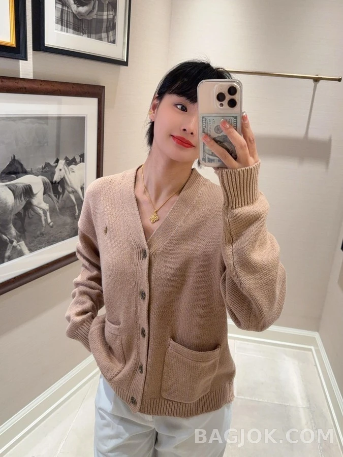 폴로 랄프 로렌 폴로 랄프 로렌 로고 자수 코튼 가디건 상세 이미지