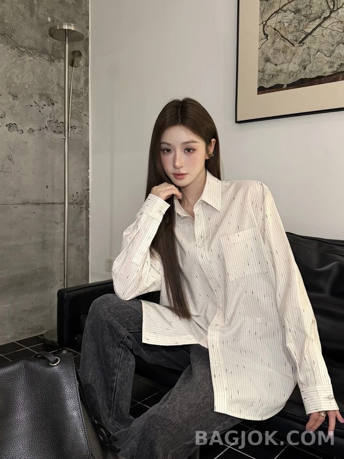 샤넬 샤넬 별점 자수 스트라이프 셔츠 상세 이미지
