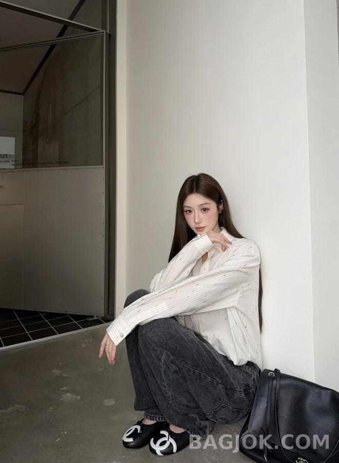 샤넬 샤넬 별점 자수 스트라이프 셔츠 상세 이미지