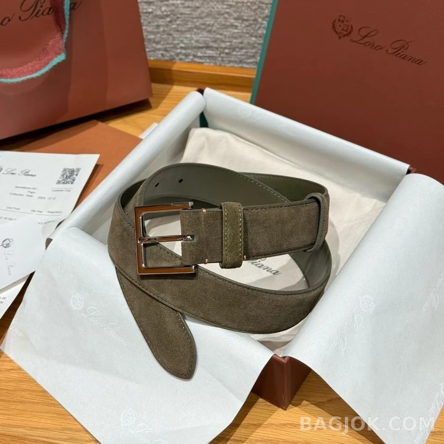 로로피아나 로로피아나 스웨이드 로고 버클 벨트 상세 이미지