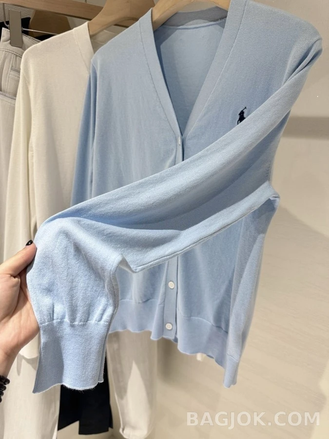 폴로 랄프 로렌 폴로 랄프 로렌 폴로 로고 V넥 가디건 상세 이미지