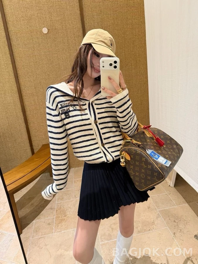 디올 디올 세일러 칼라 스트라이프 가디건 상세 이미지