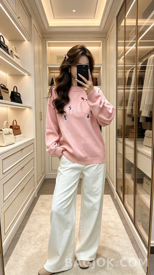 디올 디올 스키 소인 자수 라운드넥 니트 상세 이미지