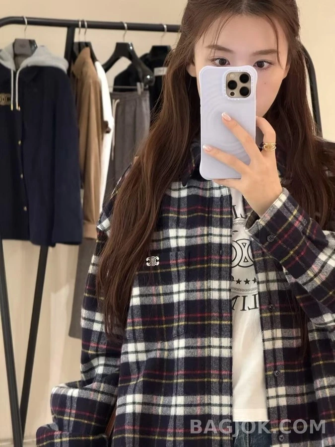 셀린느 셀린느 트리옹프 체크 셔츠 상세 이미지