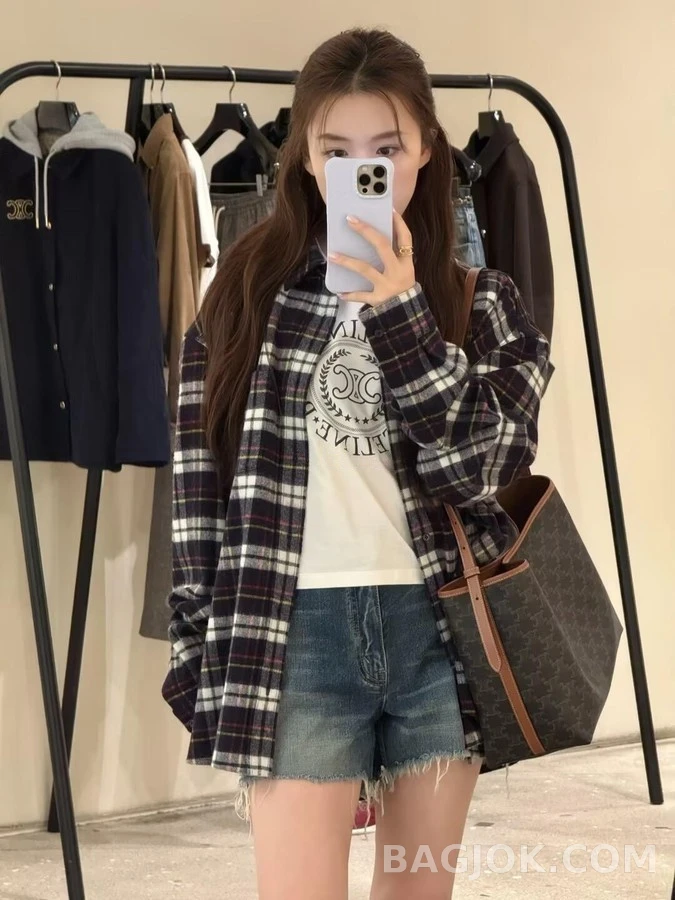 셀린느 셀린느 트리옹프 체크 셔츠 상세 이미지