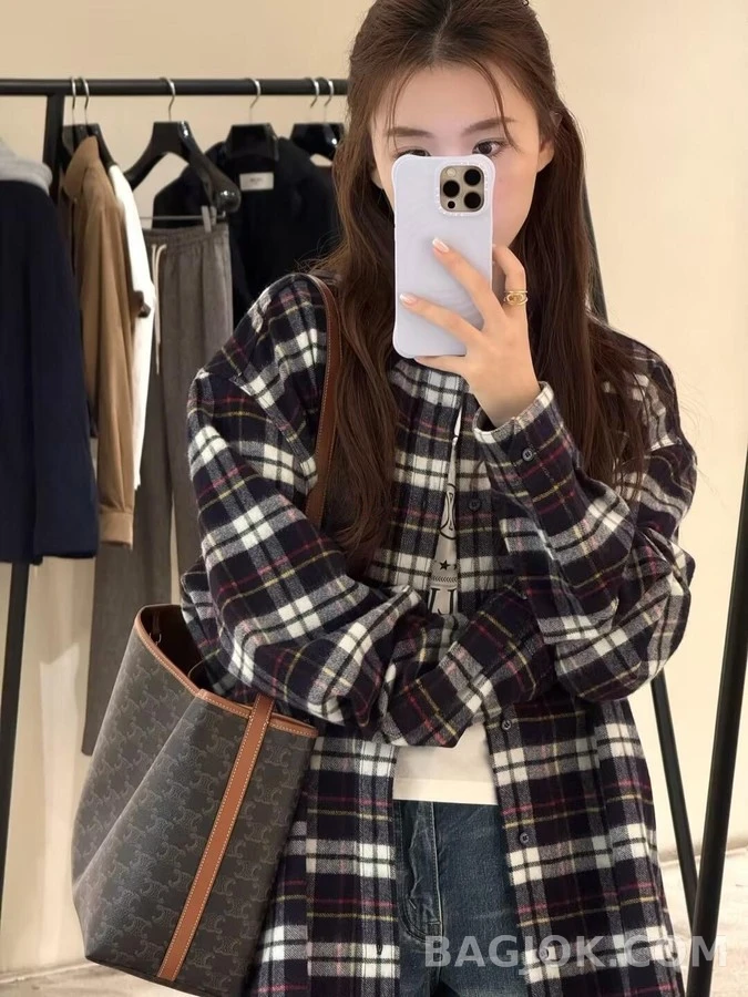 셀린느 셀린느 트리옹프 체크 셔츠 상세 이미지
