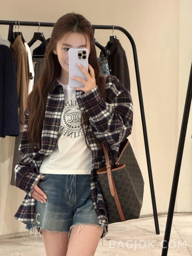 셀린느 셀린느 트리옹프 체크 셔츠 상세 이미지