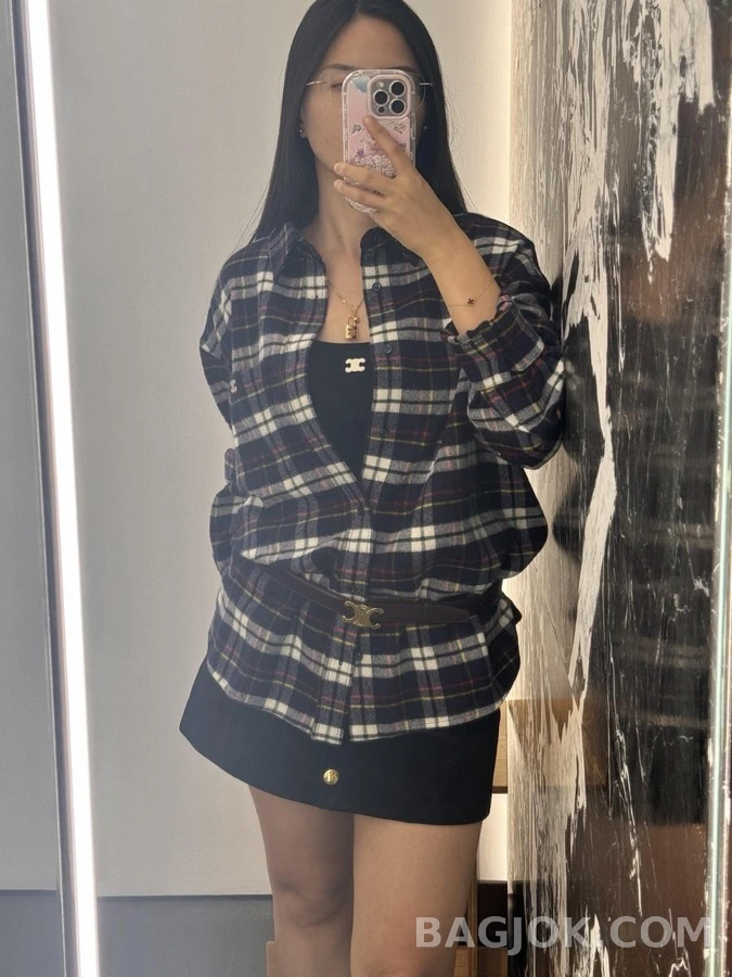 셀린느 셀린느 트리옹프 체크 셔츠 상세 이미지