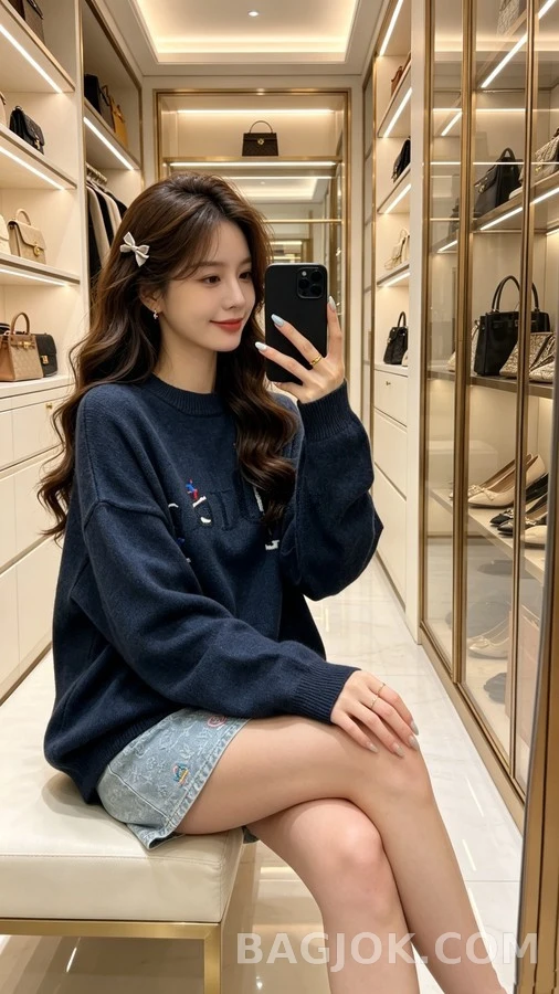 디올 디올 스키 자수 라운드넥 니트 상세 이미지