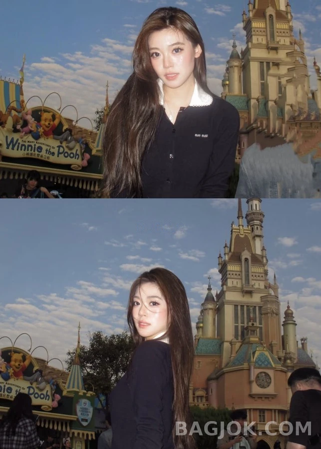 미우미우 미우미우 로고 탈착식 카라 긴팔 티셔츠 상세 이미지