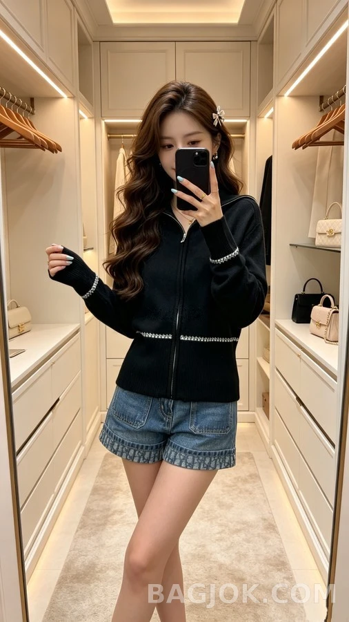 디올 디올 눈꽃 자수 집업 니트 가디건 상세 이미지