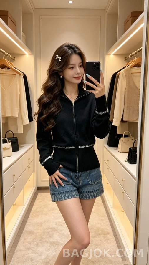 디올 디올 눈꽃 자수 집업 니트 가디건 상세 이미지