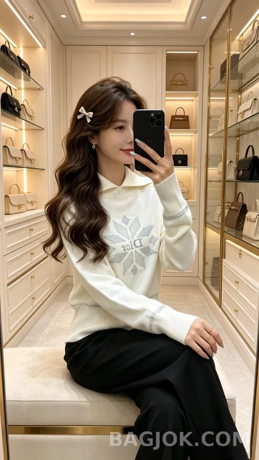 디올 디올 눈꽃 자카드 니트 풀오버 상세 이미지