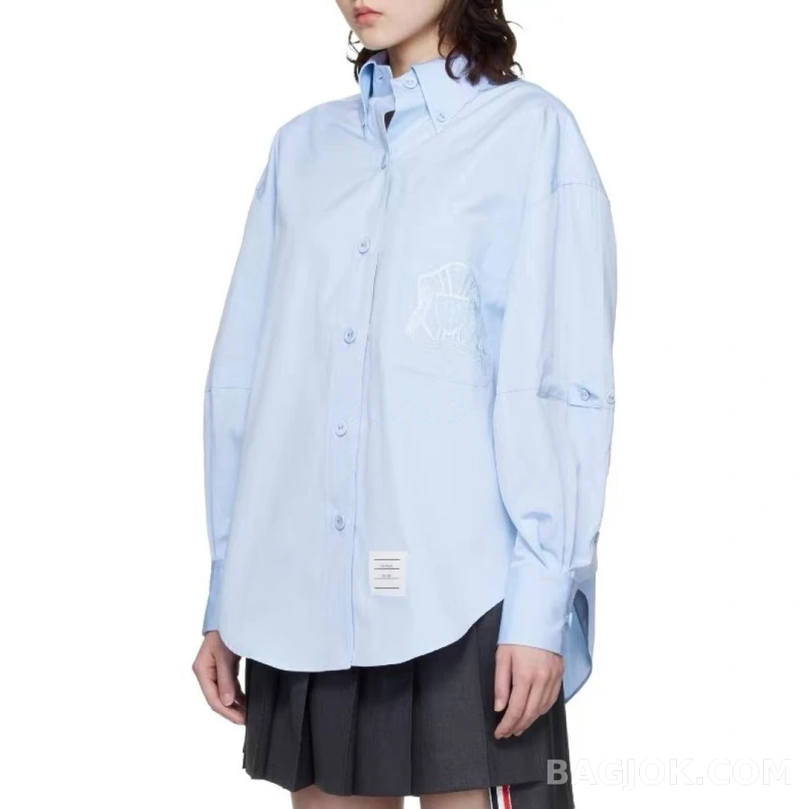 톰브라운 톰브라운 크레스트 자수 셔츠 상세 이미지