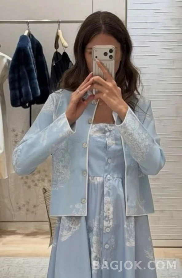 디올 디올 신중국풍 꽃새 자카드 긴팔 티셔츠 상세 이미지