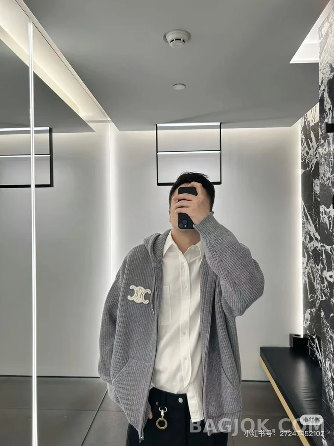 셀린느 셀린느 트리옹프 자수 니트 후드 집업 상세 이미지