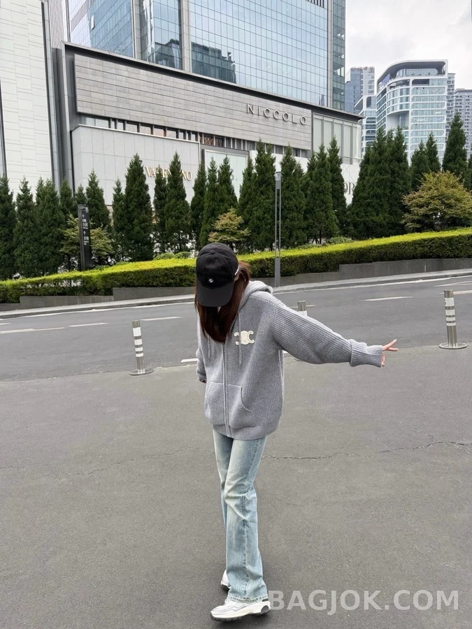 셀린느 셀린느 트리옹프 자수 니트 후드 집업 상세 이미지