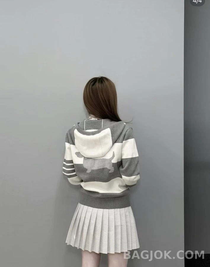톰브라운 톰브라운 닥스훈트 스트라이프 니트 후드 상세 이미지
