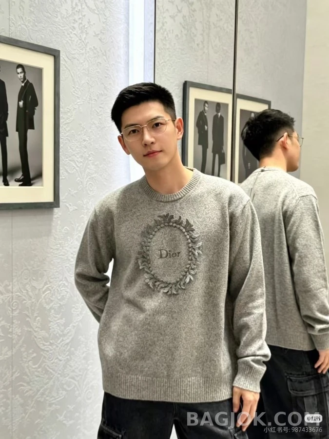 디올 디올 올리브잎 화환 자수 니트 상세 이미지