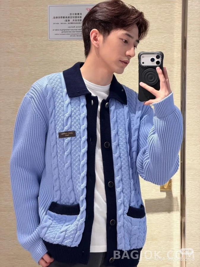 루이비통 루이비통 칼라 꽈배기 니트 가디건 상세 이미지