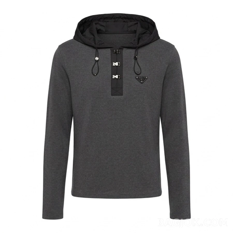 프라다 버클 장식 후드 긴팔 티셔츠_대표이미지
