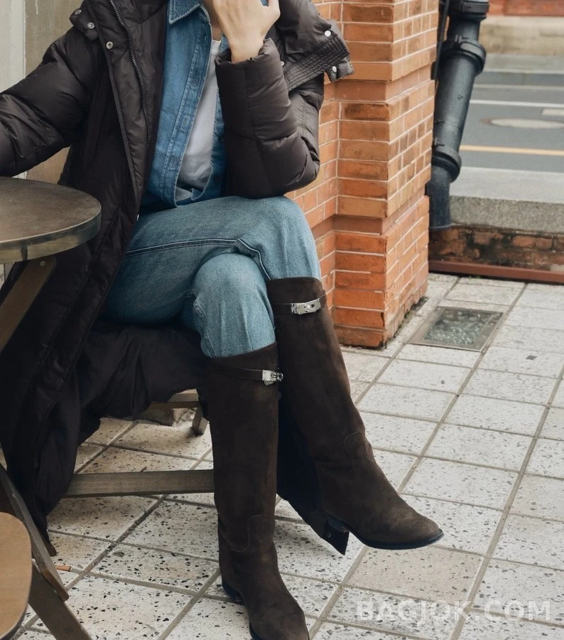 에르메스 에르메스 점핑 켈리 버클 스웨이드 부츠 상세 이미지
