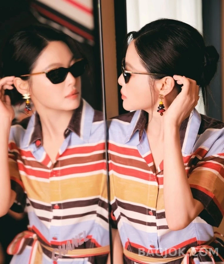 샤넬 샤넬 컬러 스택 비즈 드롭 귀걸이 상세 이미지